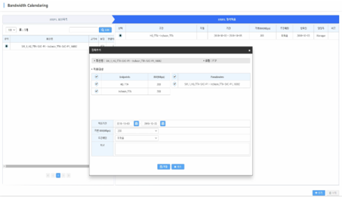 서비스 품질 제어 (Bandwidth Calendaring) — 시간대별 대역폭을 예약·조절하는 서비스 품질 제어 화면